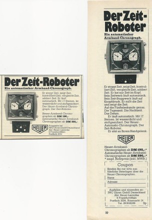 Zeitungsanzeige Heuer Monaco Automatik