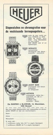 Zeitungsanzeige Heuer Jacky Ickx Monaco Autaviaa