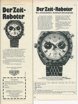 Zeitungsanzeige Heuer Autavia Automatik