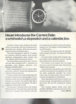 Zeitungsanzeige Heuer Carrera Dato