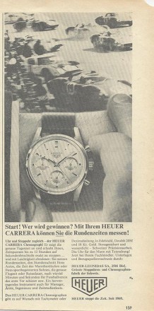 Zeitungsanzeige Heuer Carrera Valjoux 72
