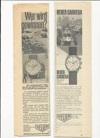 Zeitungsanzeige Heuer Carrera manuell