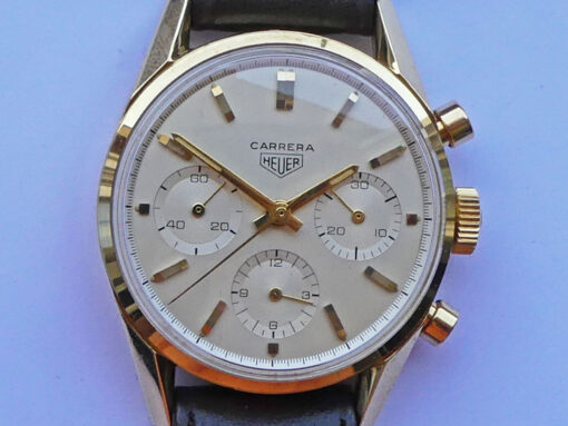 NOS Heuer Carrera 12 Ref. 2456S 18 K Gold Vintage