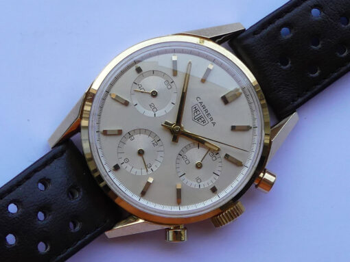 NOS Heuer Carrera 12 Ref. 2456S 18 K Gold Vintage – Bild 16